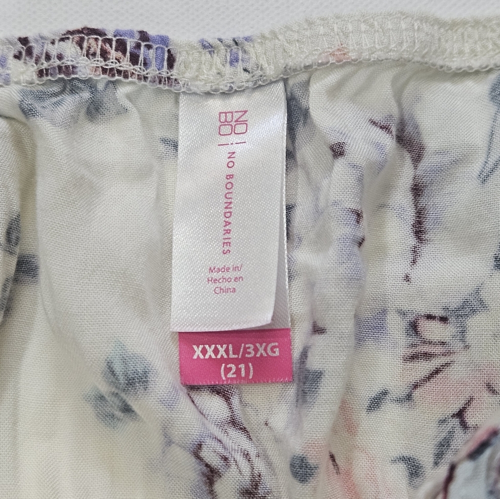 No Boundaries Sundress Juniors 3XL White Pink Floral Tie Neck Summer Cottagecore - Picture 5 of 11